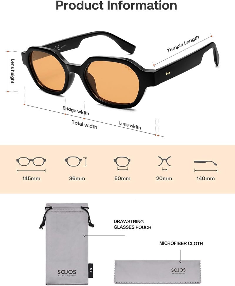Sojos Retro Polarized Hexagon Sunglasses for Women Men, UV400 Trendy Rectangle 70s 80s 90s Shades SJ2389 - Image 5